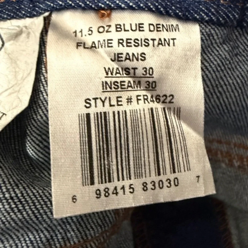 Rasco FR Flame Resistant Classic Fit Blue Denim Jeans FR4622‎ Mens 30x30 NWT